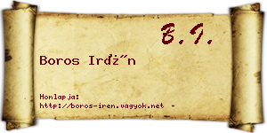 Boros Irén névjegykártya